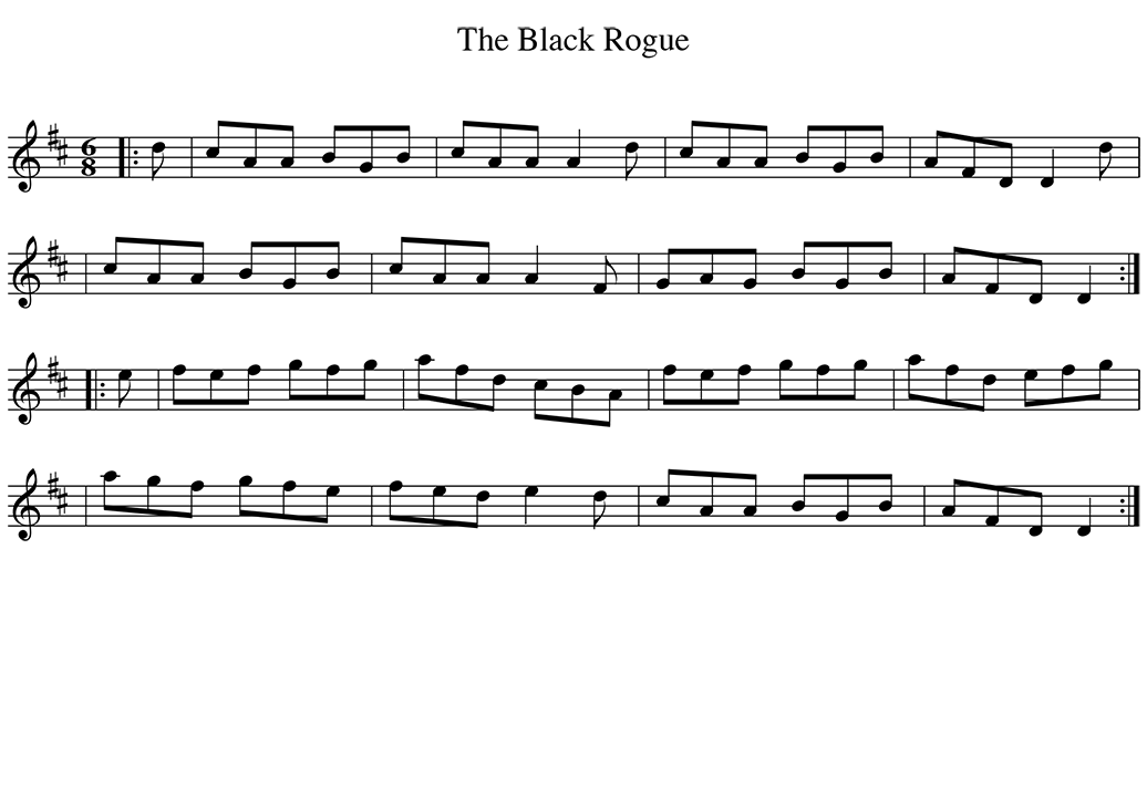 Sheet music for The Black Rogue