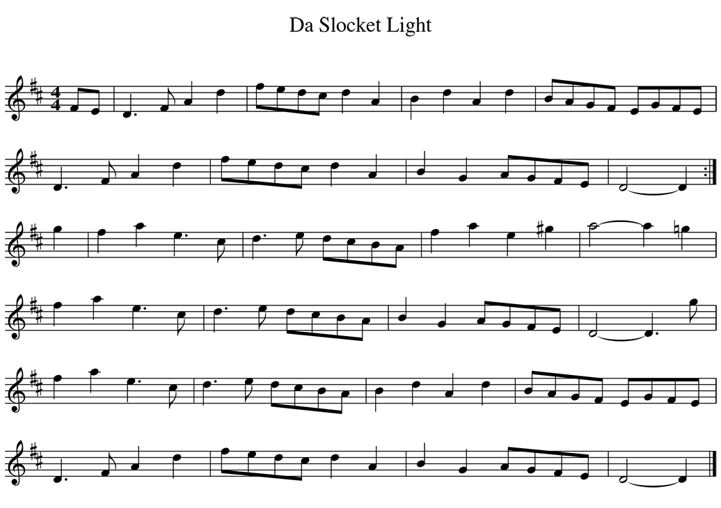 Sheet music for Da Slocket Light