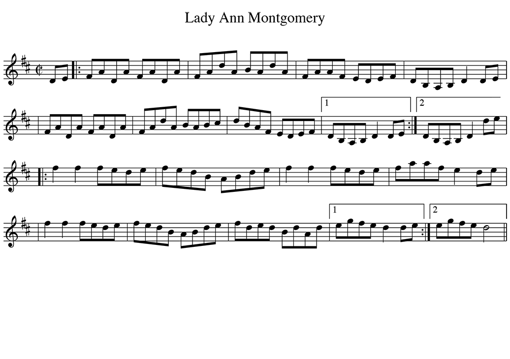 Sheet music for Lady Anne Montgomery