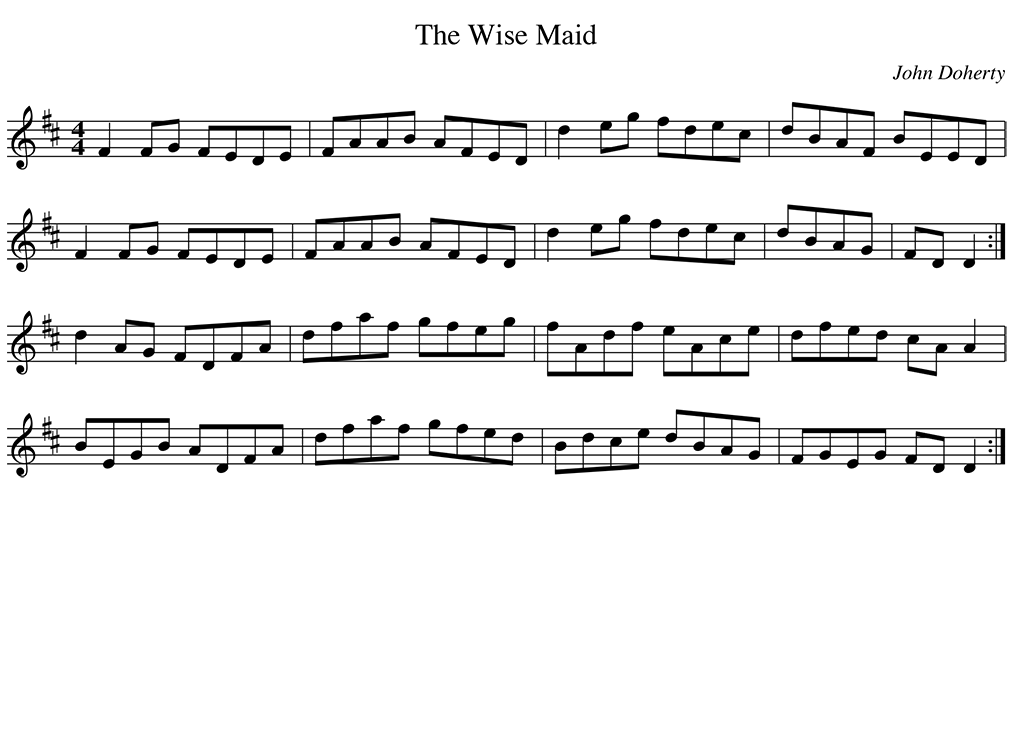 Sheet music for The Wise Maid